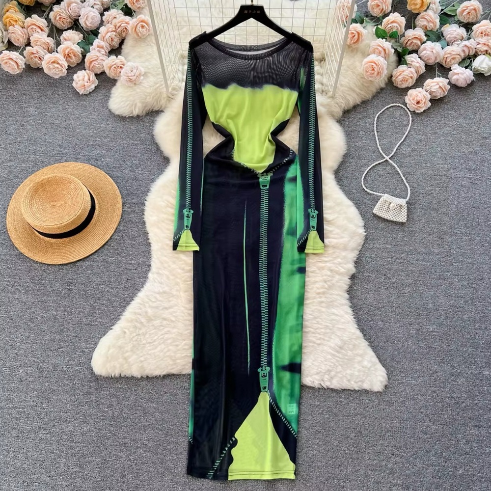 Elegant Black and Green Women's Dress